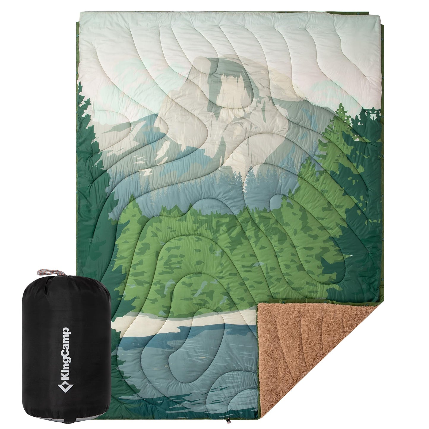 KingCamp Puffy Printed Warm Camping Quilt with Snap Button