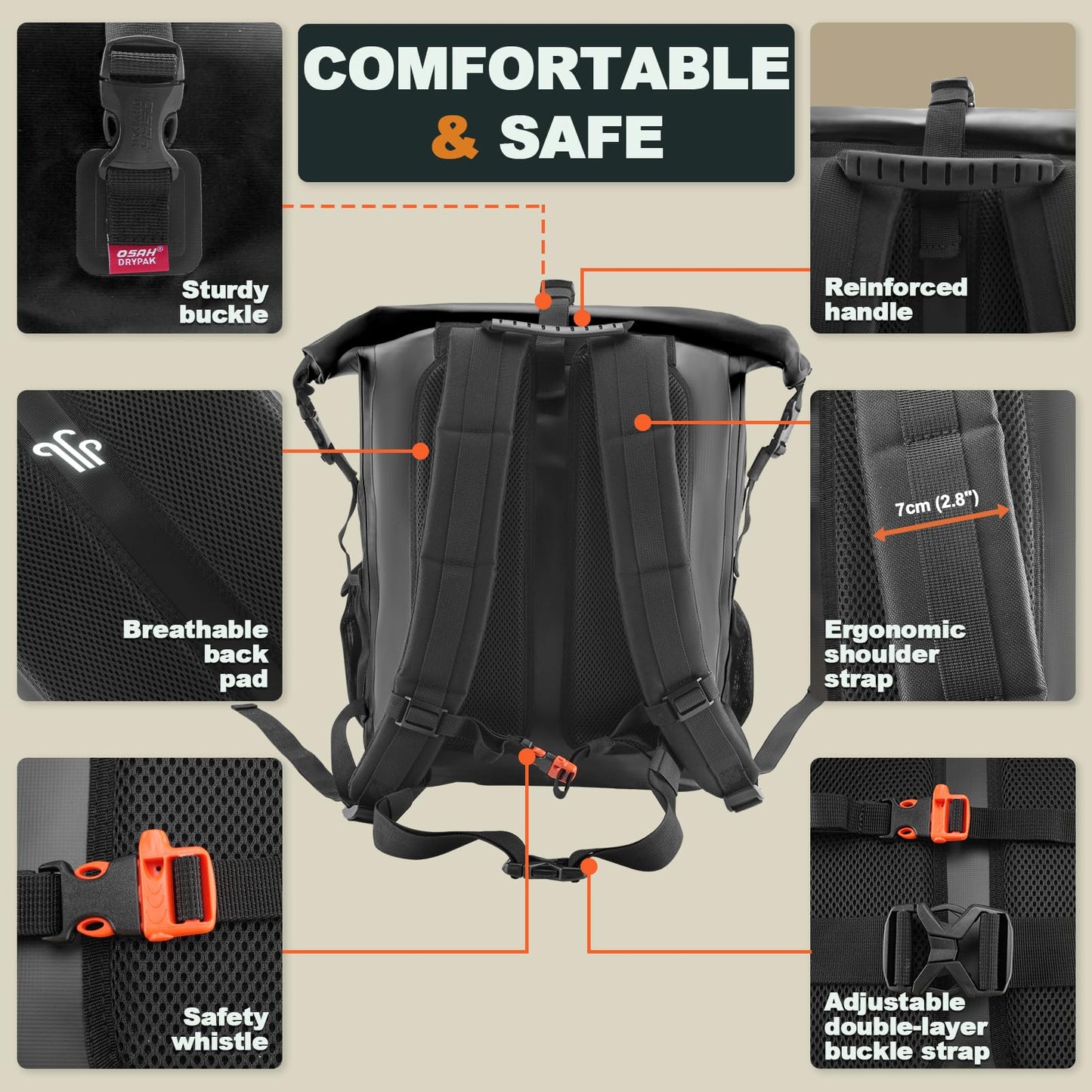 Waterproof Roll-Top Dry Backpack for Hiking & Outdoor Use