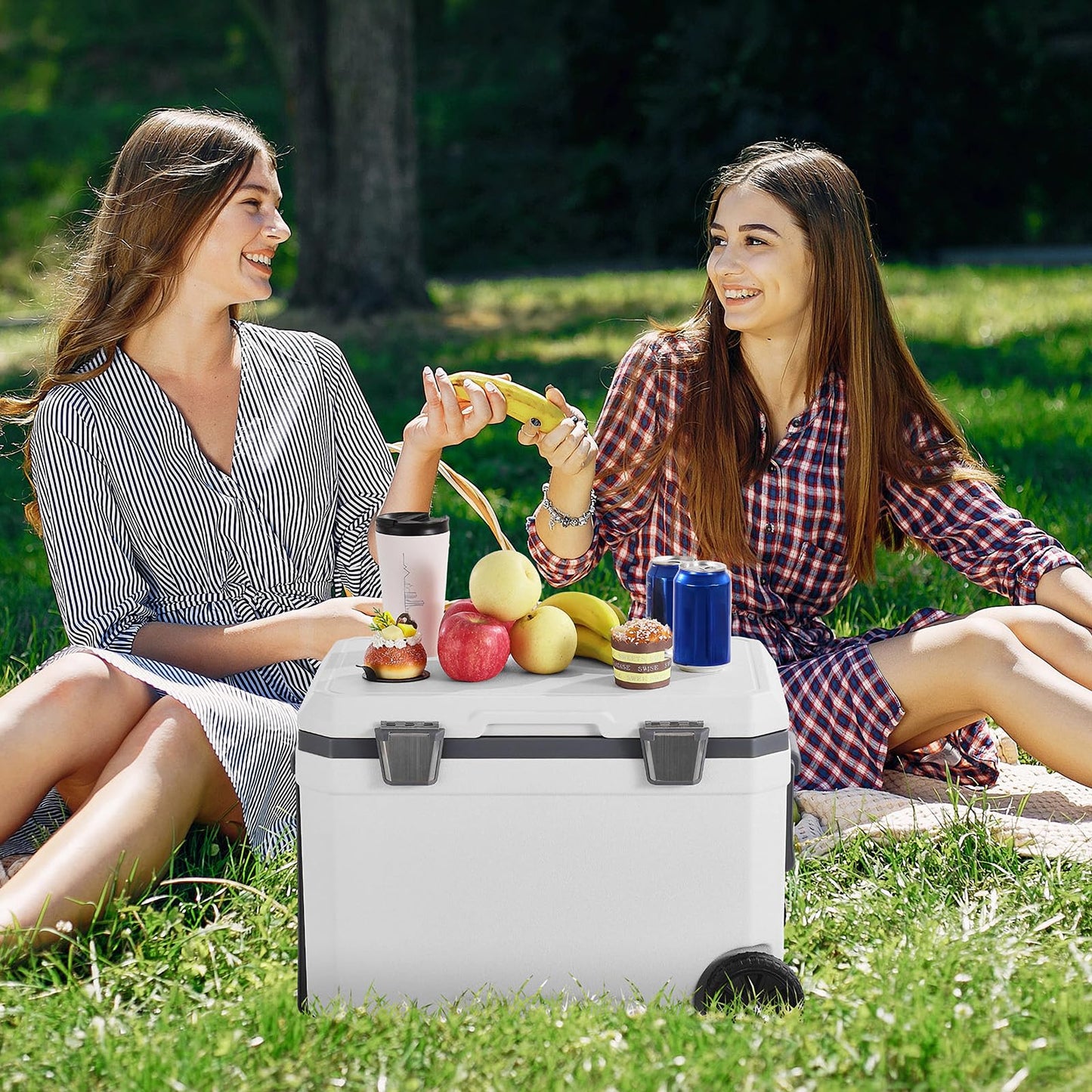 Portable Hard Cooler with Ice Retention and Carry Strap