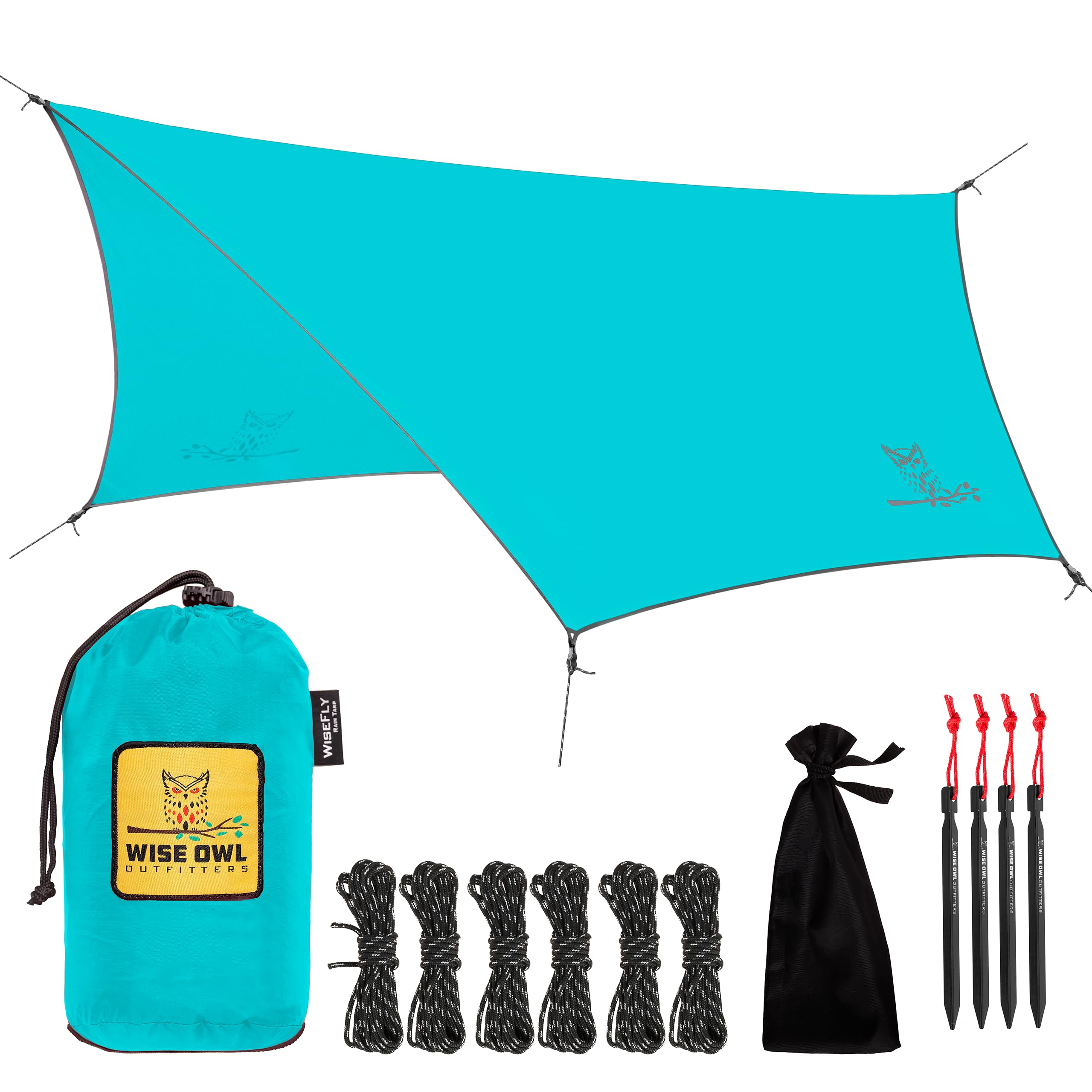 Waterproof Hammock Rain Fly Tarp with Stakes and Bag