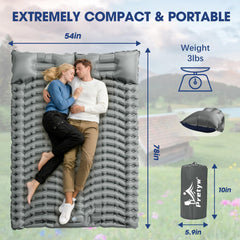 2-Person Inflatable Sleeping Pad with Pillow and Foot Pump