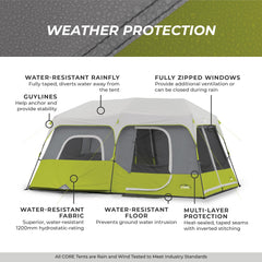 Core 9 Person Instant Cabin Tent - 14' x 9', Green (40008)