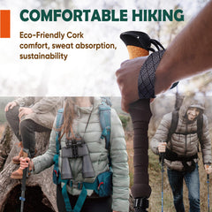 Folding Aluminum Trekking Poles with Cork Grip for Hiking