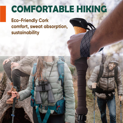 Folding Aluminum Trekking Poles with Cork Grip for Hiking