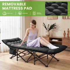 Portable Folding Camping Cot with Mattress and Carry Bag