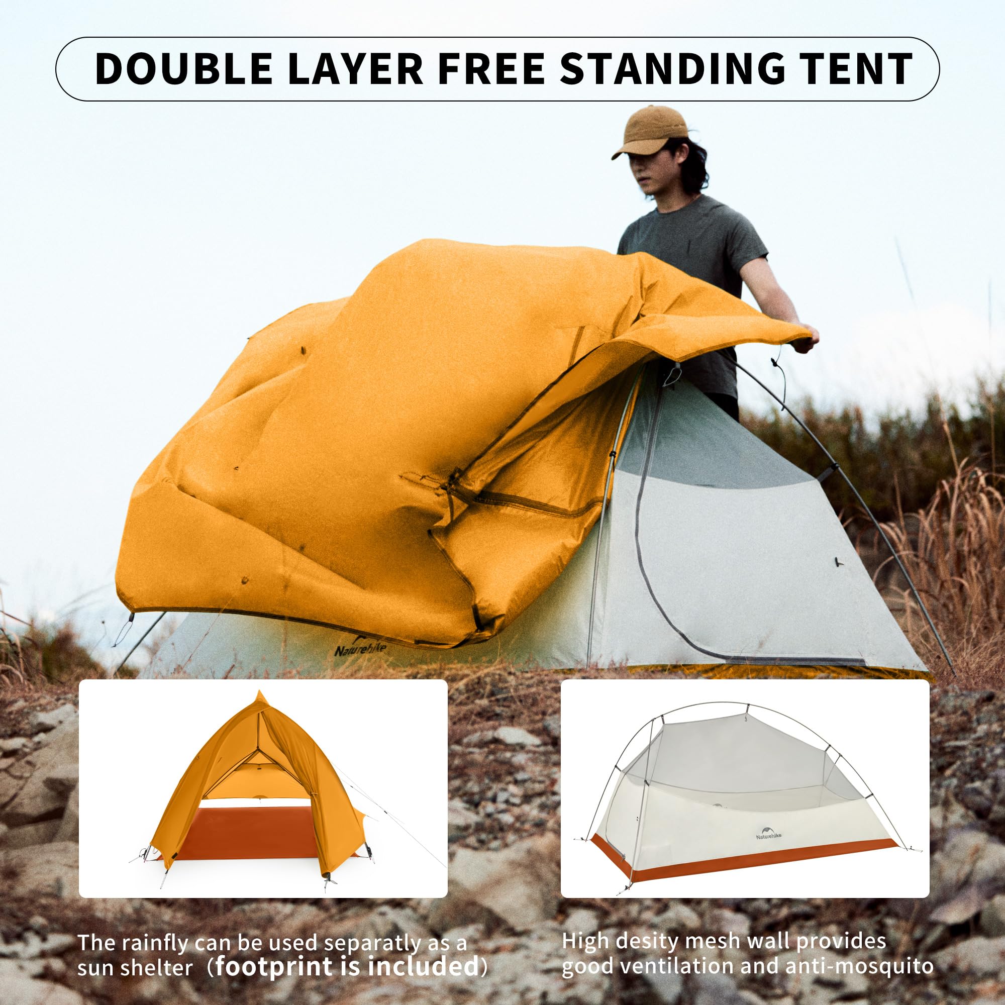 Ultralight 1-Person Backpacking Tent for Camping & Hiking