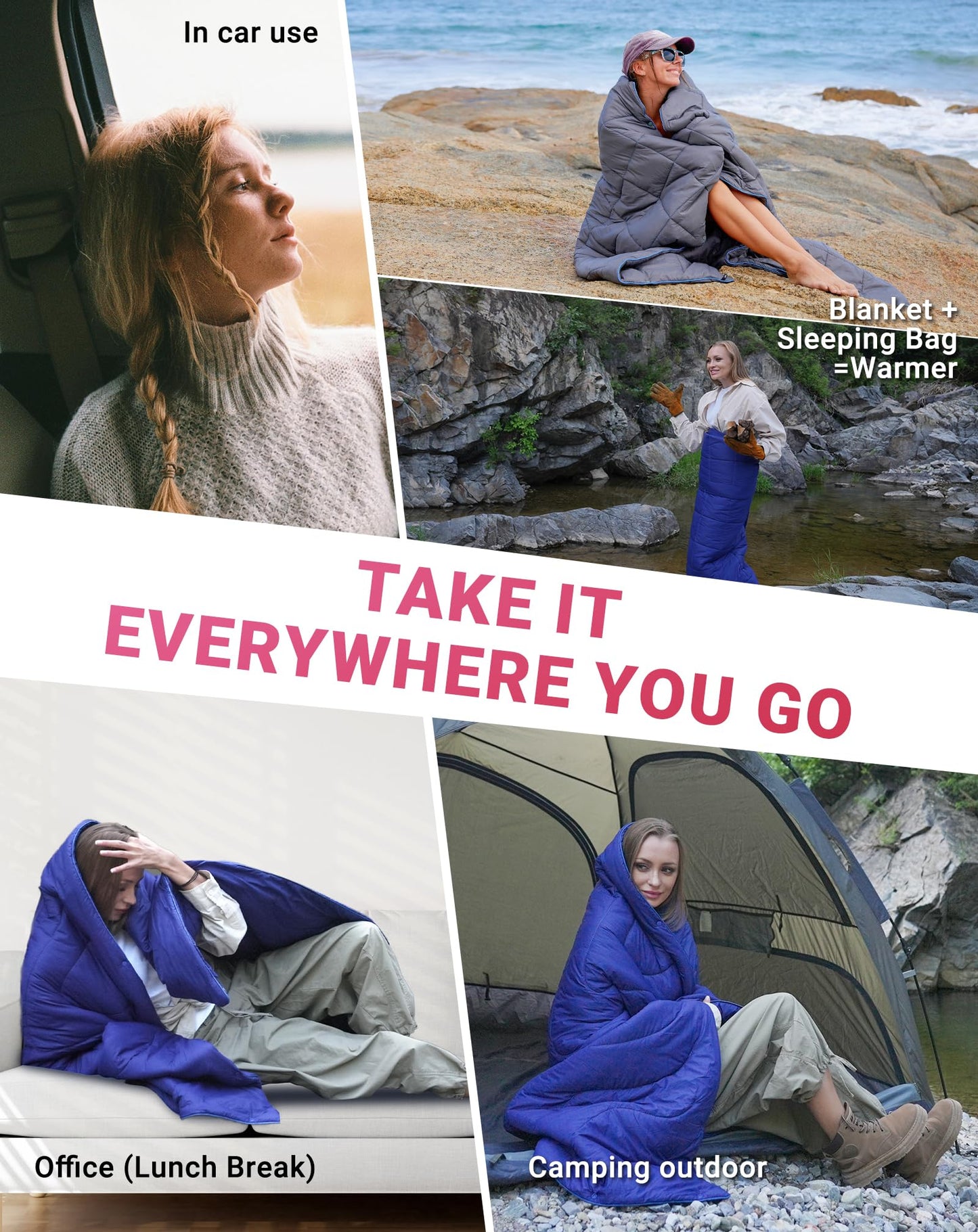 KingCamp Puffy Printed Warm Camping Quilt with Snap Button