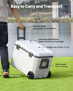 Portable Hard Cooler with Ice Retention and Carry Strap