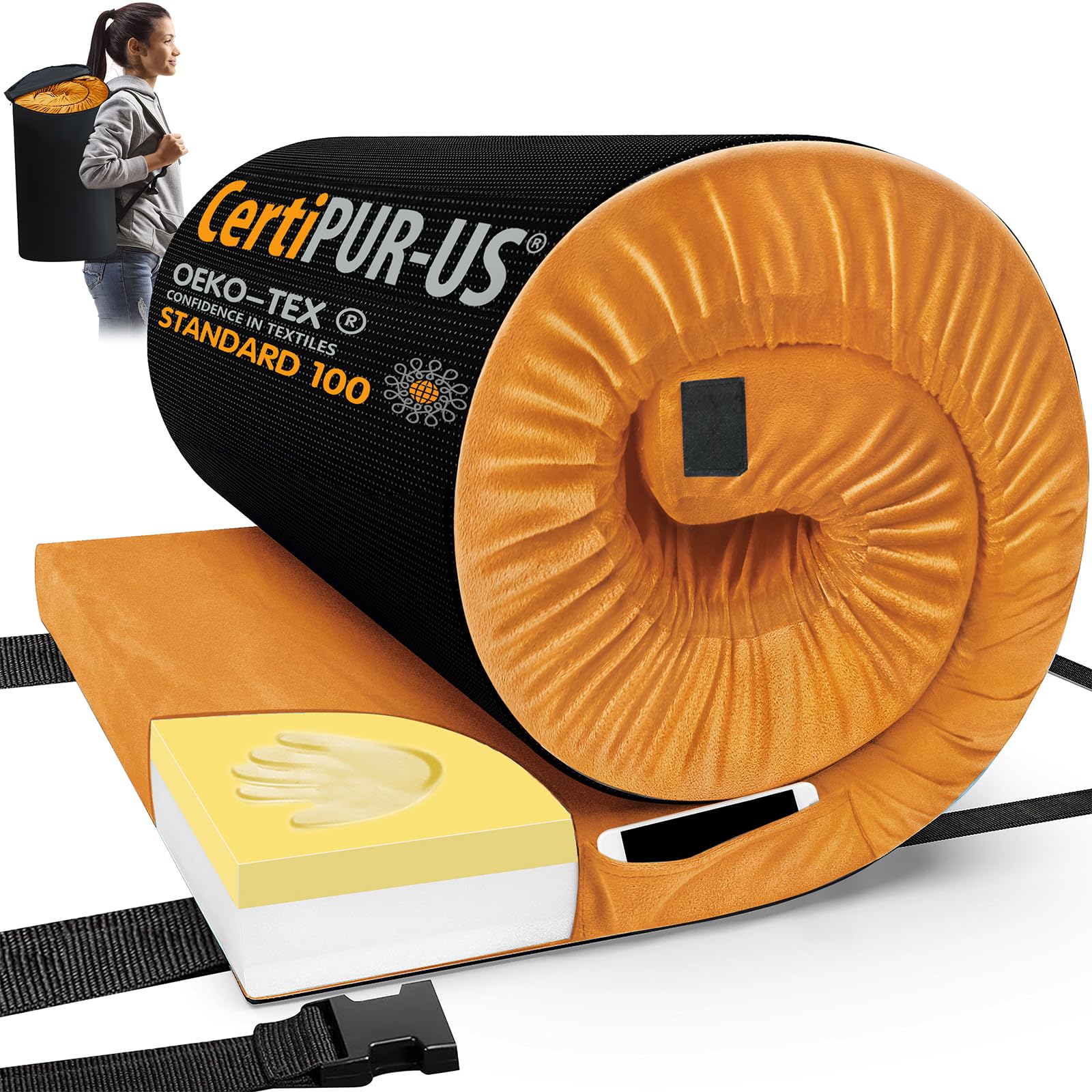 Portable Memory Foam Camping Mattress Pad with Travel Bag