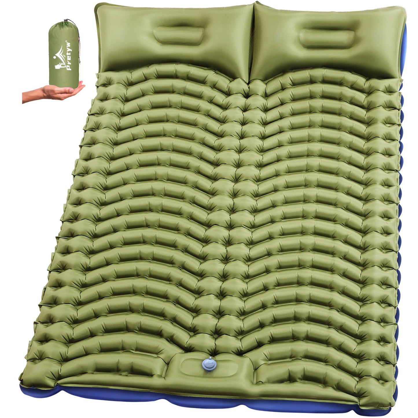 2-Person Inflatable Sleeping Pad with Pillow and Foot Pump
