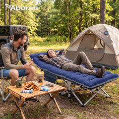 ABORON Folding Camping Cot W/Mat for Adults