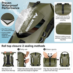 20-45L Waterproof Roll-Top Dry Backpack for Outdoor Use