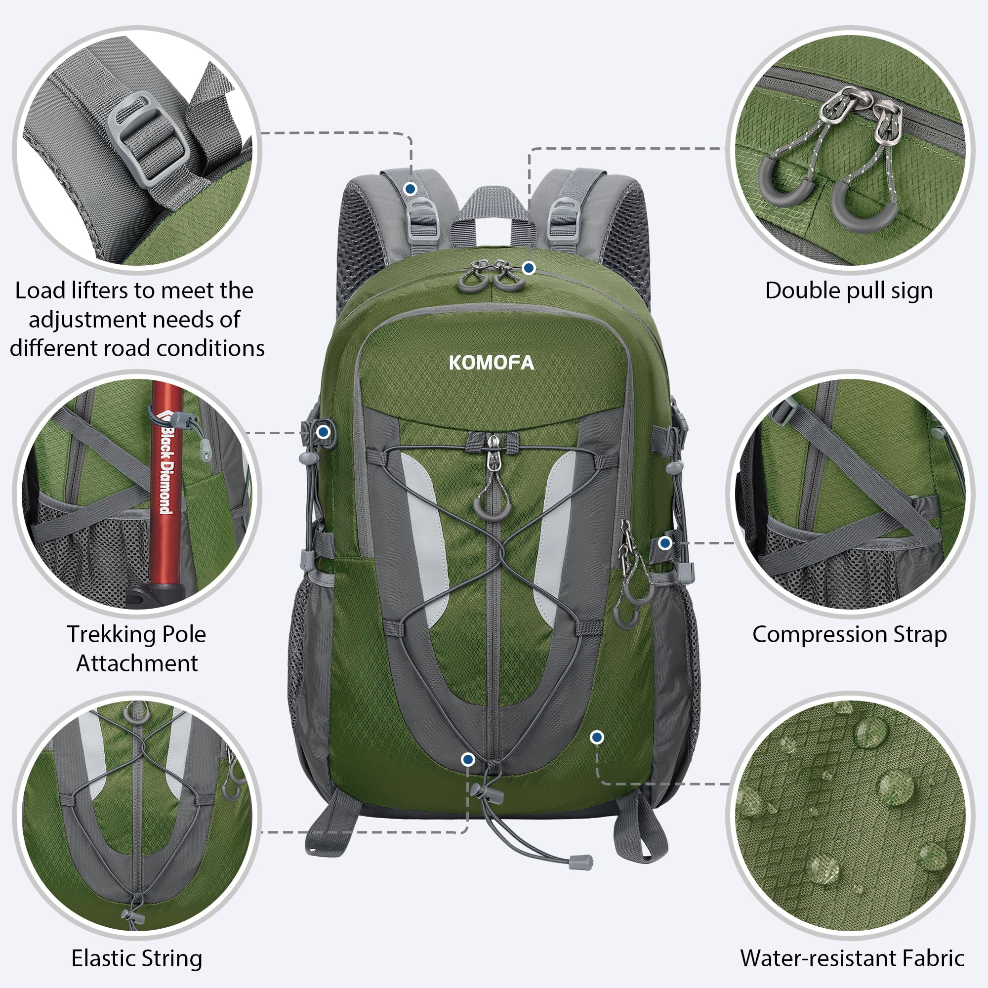 30L Lightweight Hiking Backpack for Camping & Travel