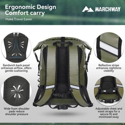 20-45L Waterproof Roll-Top Dry Backpack for Outdoor Use