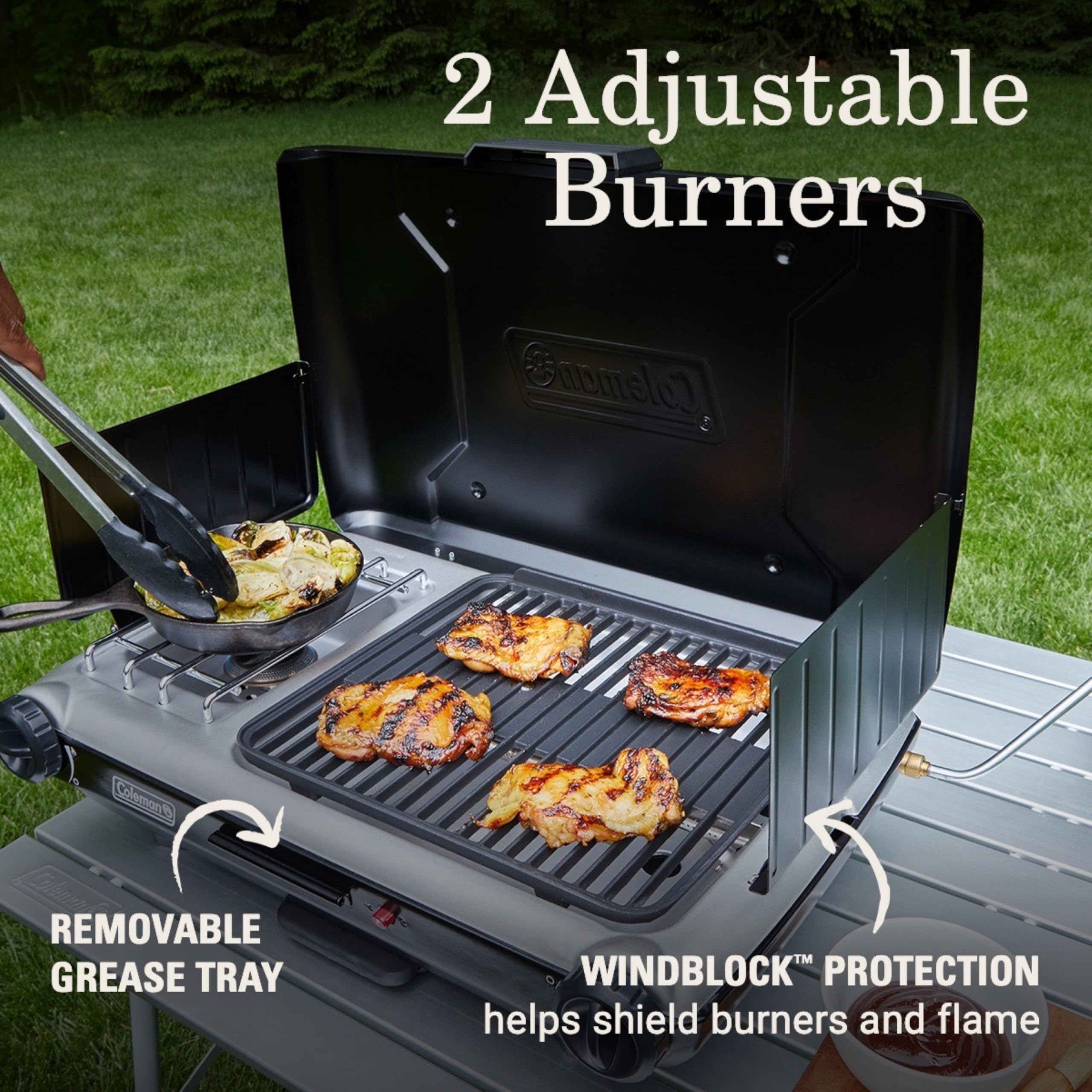 Coleman Tabletop 2-in-1 Grill & Stove with 2 Adjustable Burners
