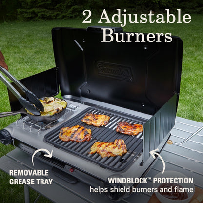 Coleman Tabletop 2-in-1 Grill & Stove with 2 Adjustable Burners