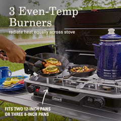 3-Burner Propane Camping Stove with Adjustable Heat Control
