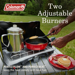 2-Burner Propane Camping Stove with Wind Guards