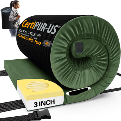 Portable Memory Foam Camping Mattress Pad with Travel Bag
