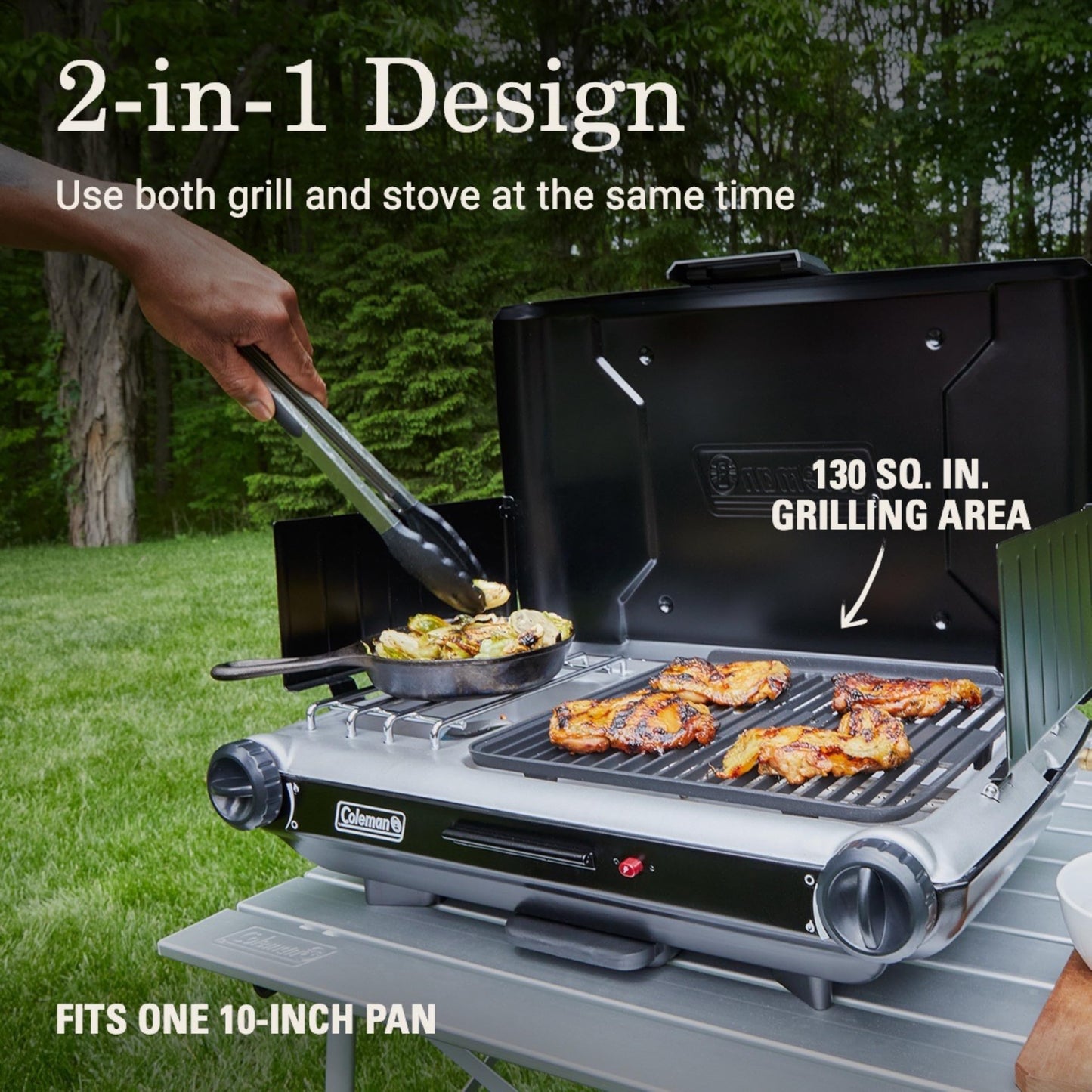 Coleman Tabletop 2-in-1 Grill & Stove with 2 Adjustable Burners