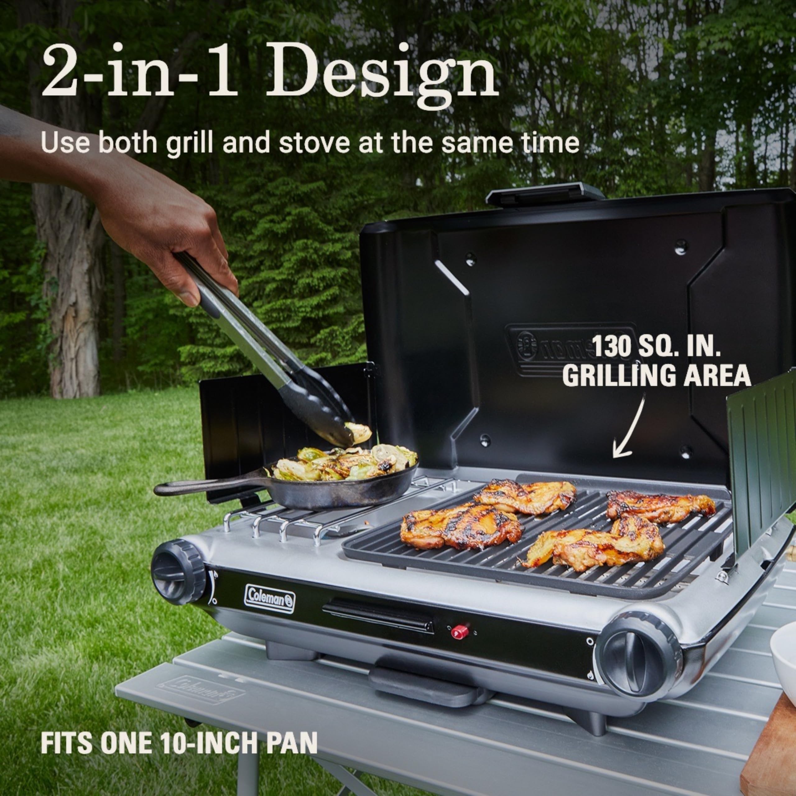 Coleman Tabletop 2-in-1 Grill & Stove with 2 Adjustable Burners