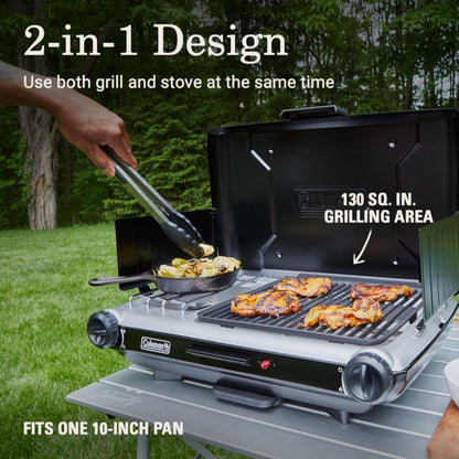 Coleman Tabletop 2-in-1 Grill & Stove with 2 Adjustable Burners