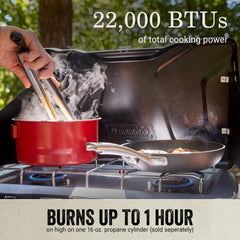 2-Burner Propane Camping Stove with Wind Guards