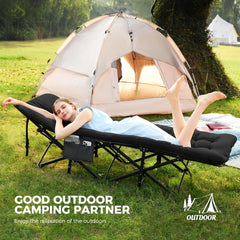 Extra Wide Heavy-Duty Folding Camping Cot with Mattress