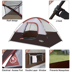 2-4 Person Waterproof Dome Camping Tent with Rainfly