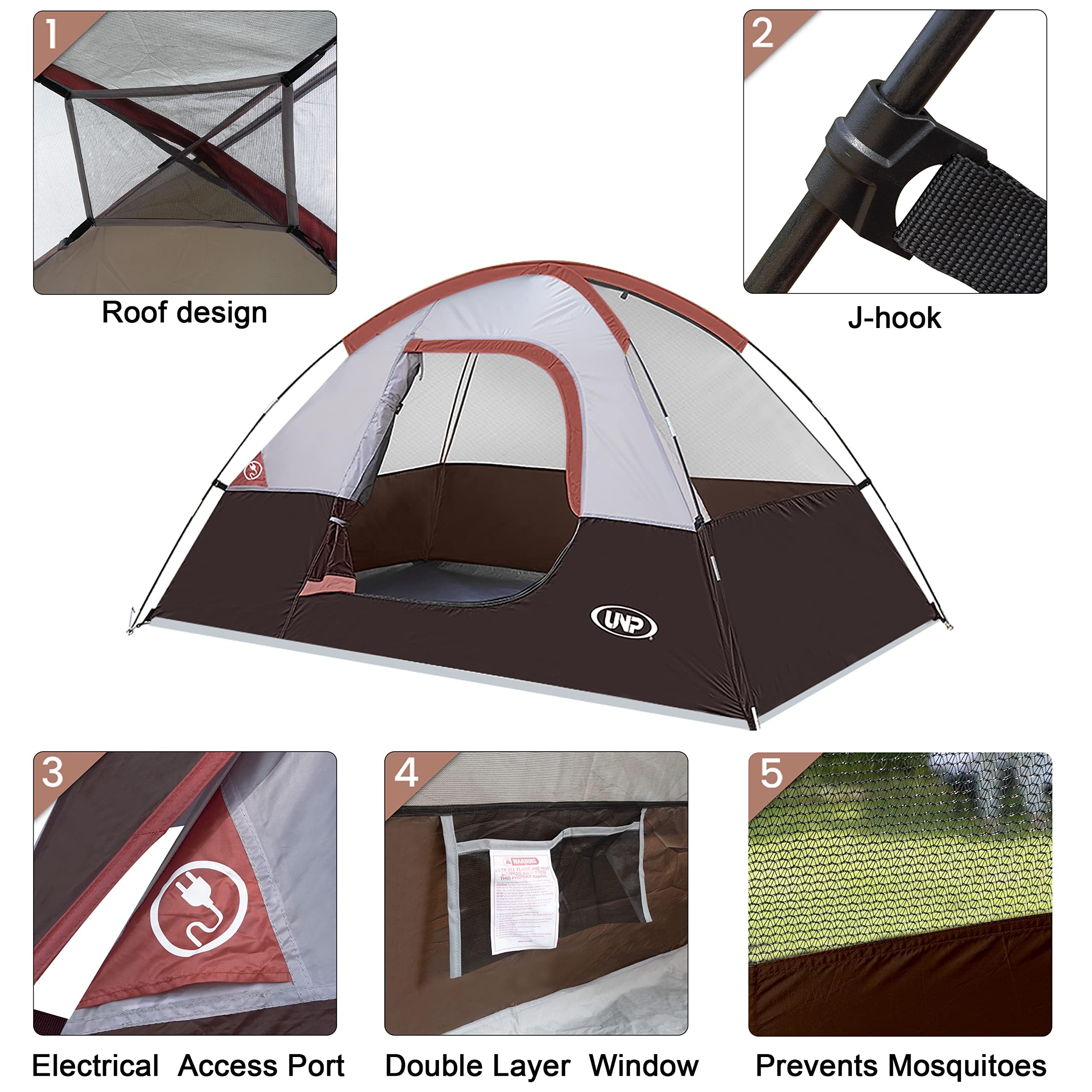 2-4 Person Waterproof Dome Camping Tent with Rainfly
