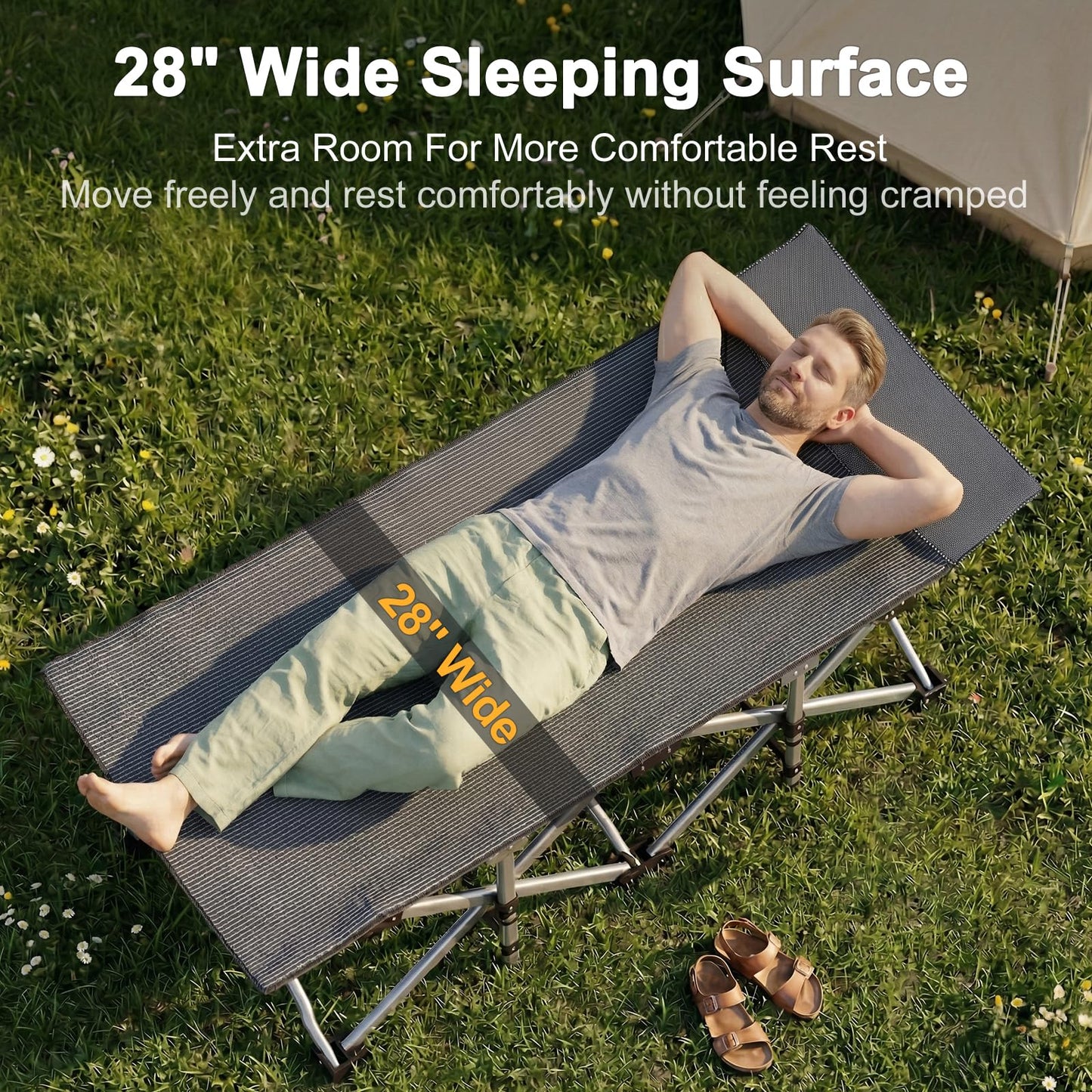ABORON Folding Camping Cot W/Mat for Adults