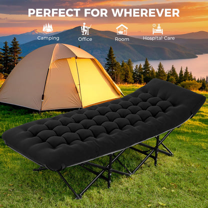 Extra Wide Heavy-Duty Folding Camping Cot with Mattress
