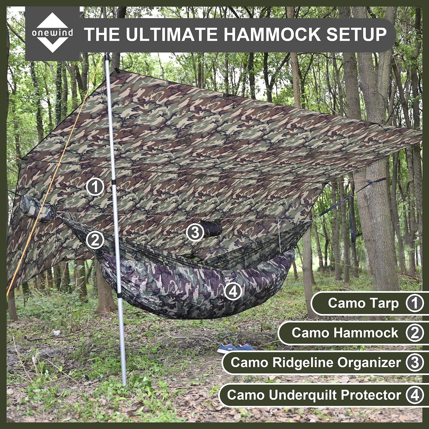 Ultralight Waterproof Hammock Rain Fly Tarp with Doors